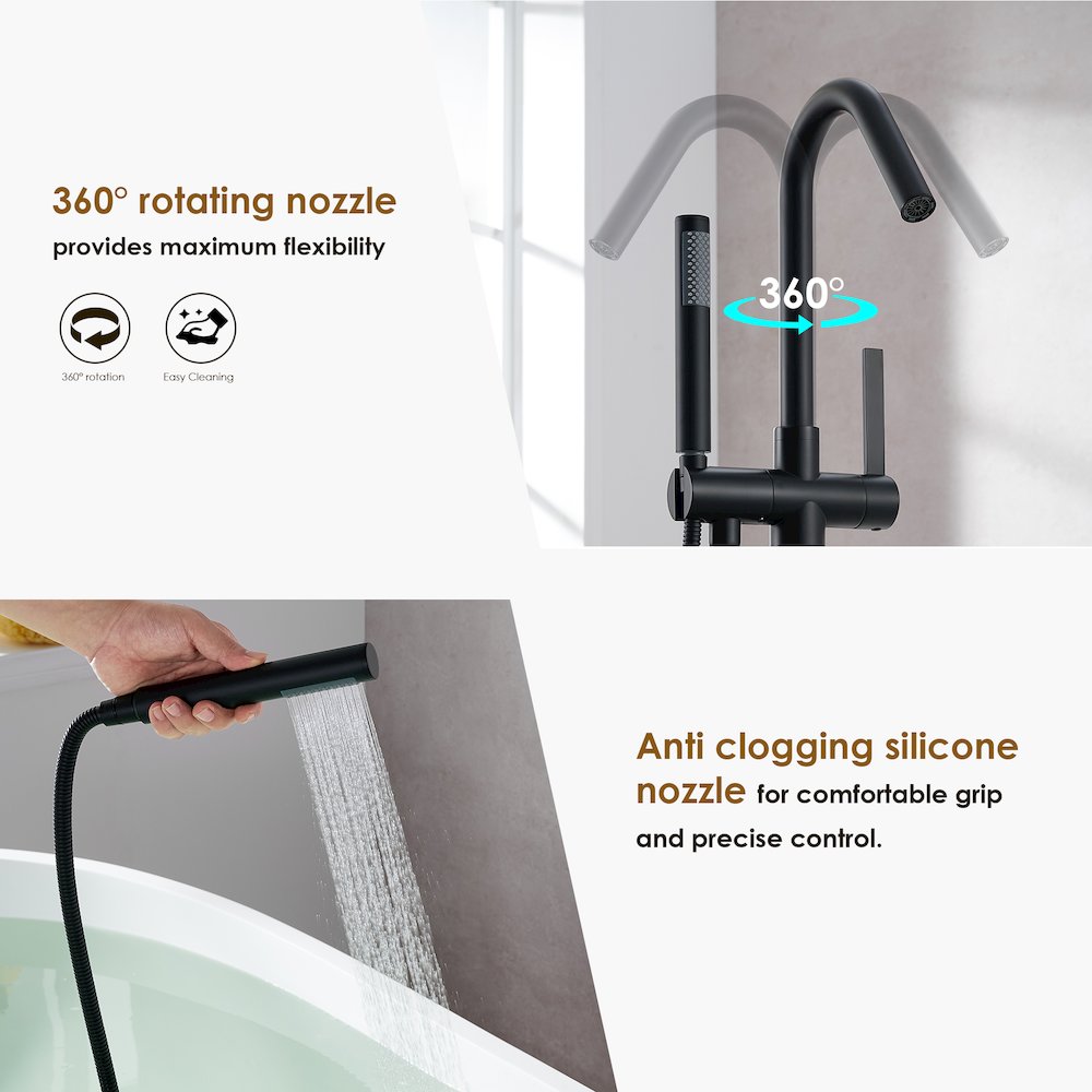 Single Lever Handle Freestanding Floor Mounted Tub Filler. Picture 12