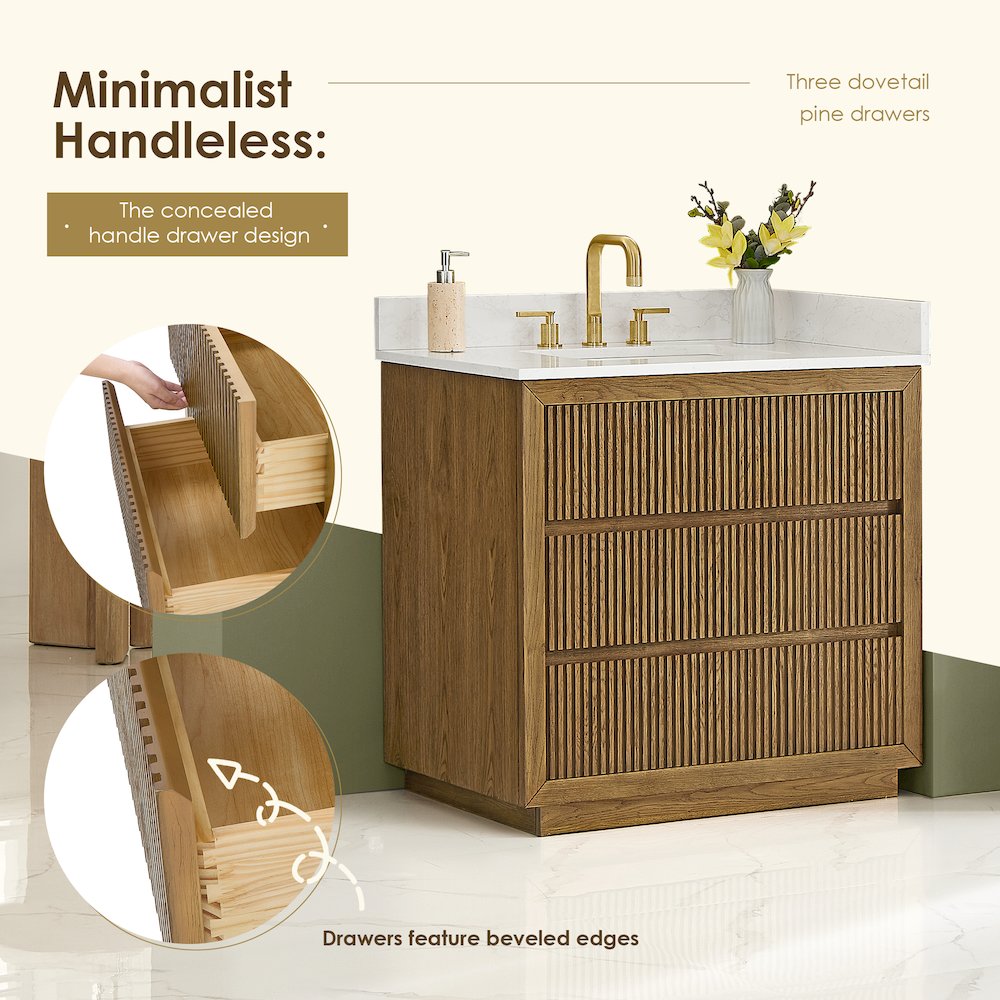 Navan 36" Single Bathroom Vanity in Weathered Brown. Picture 8