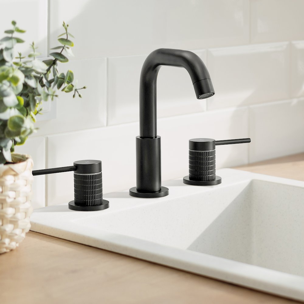 8. in Widespread 2-Handle Bathroom Faucet in Matte Black. Picture 7