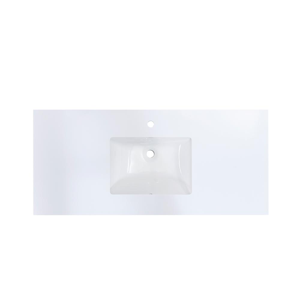 49 in. Composite Stone Vanity Top in Snow White with White Sink. Picture 3
