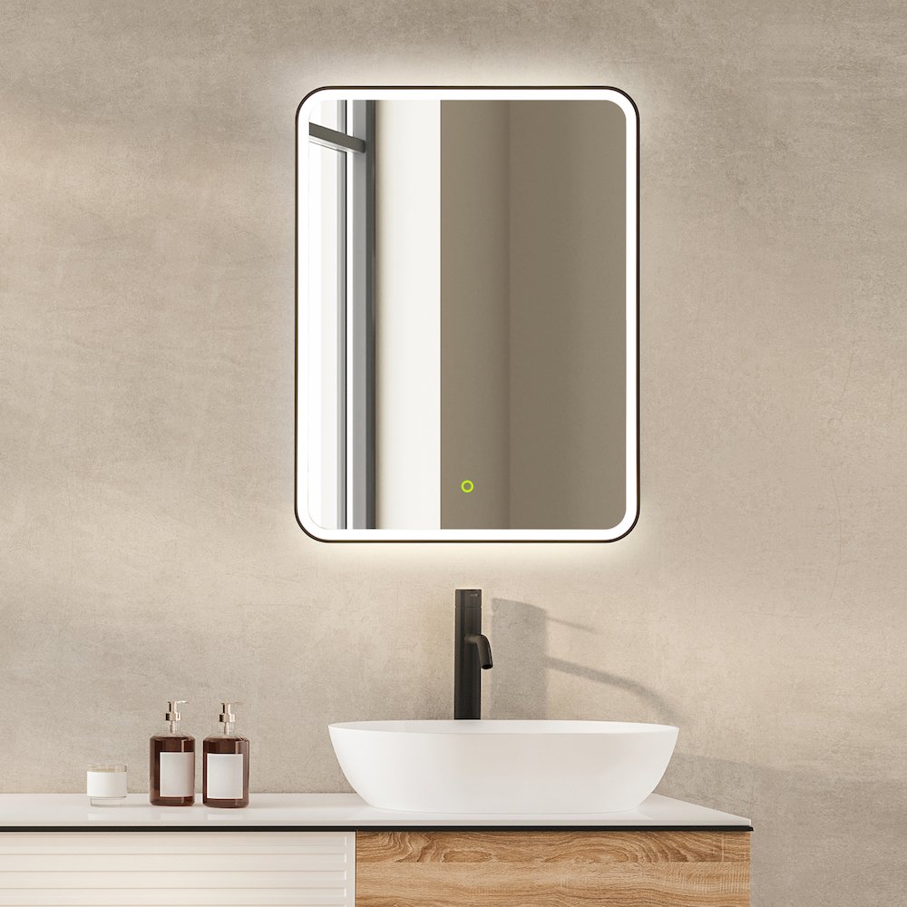 24"x32" Rectangular Bathroom Black Aluminum Mirror Medicine Cabinet. Picture 5