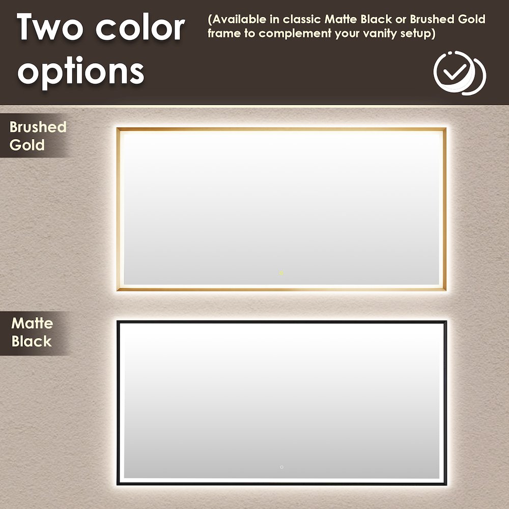 84"x42" Rectangular Wall Mirror in Brushed Gold Aluminum Framed. Picture 18