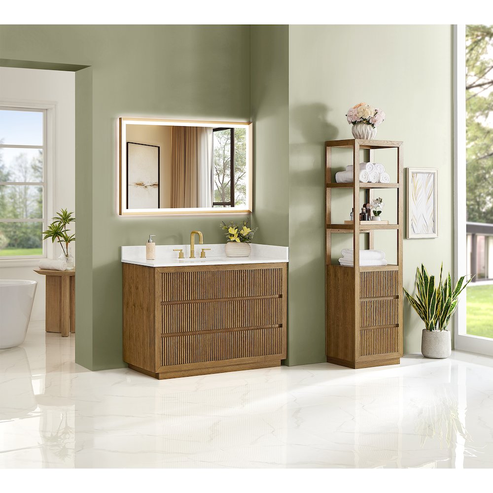 Navan 48" Single Bathroom Vanity in Weathered Brown. Picture 16