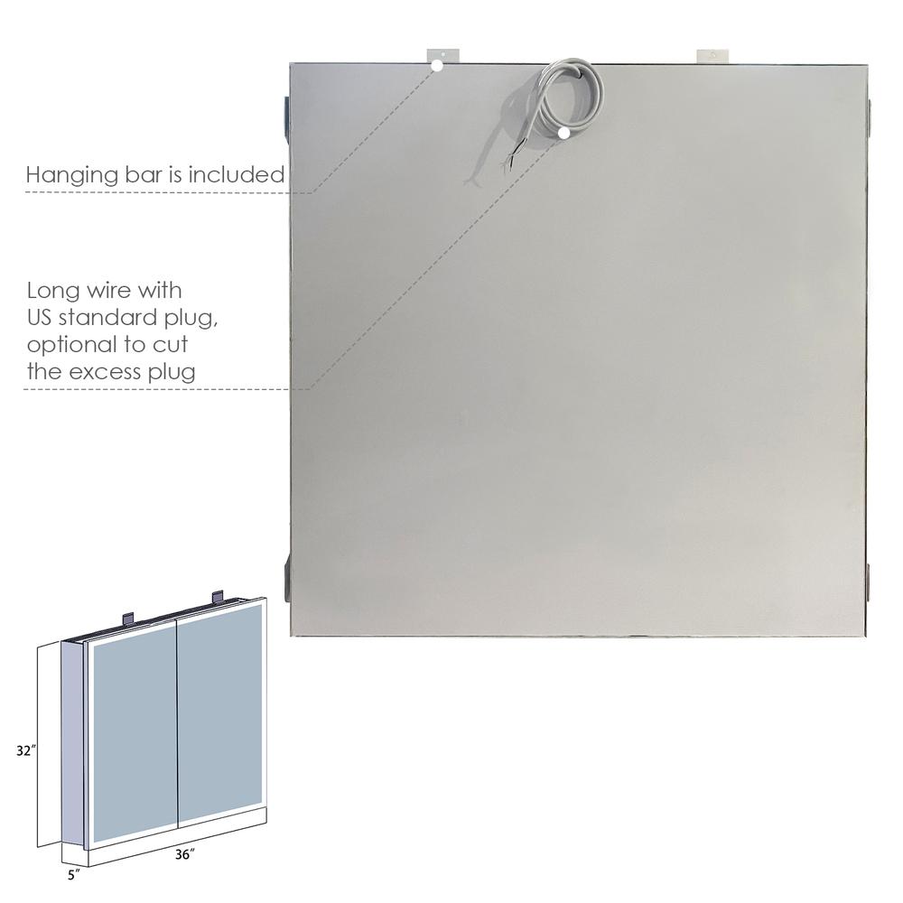 Frameless Surface-Mount/Recessed LED Lighted Bathroom Medicine Cabinet. Picture 2