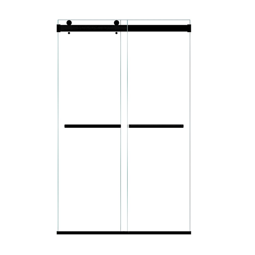 By Pass Frameless Shower Door in Matte Black with Clear Glass. Picture 1