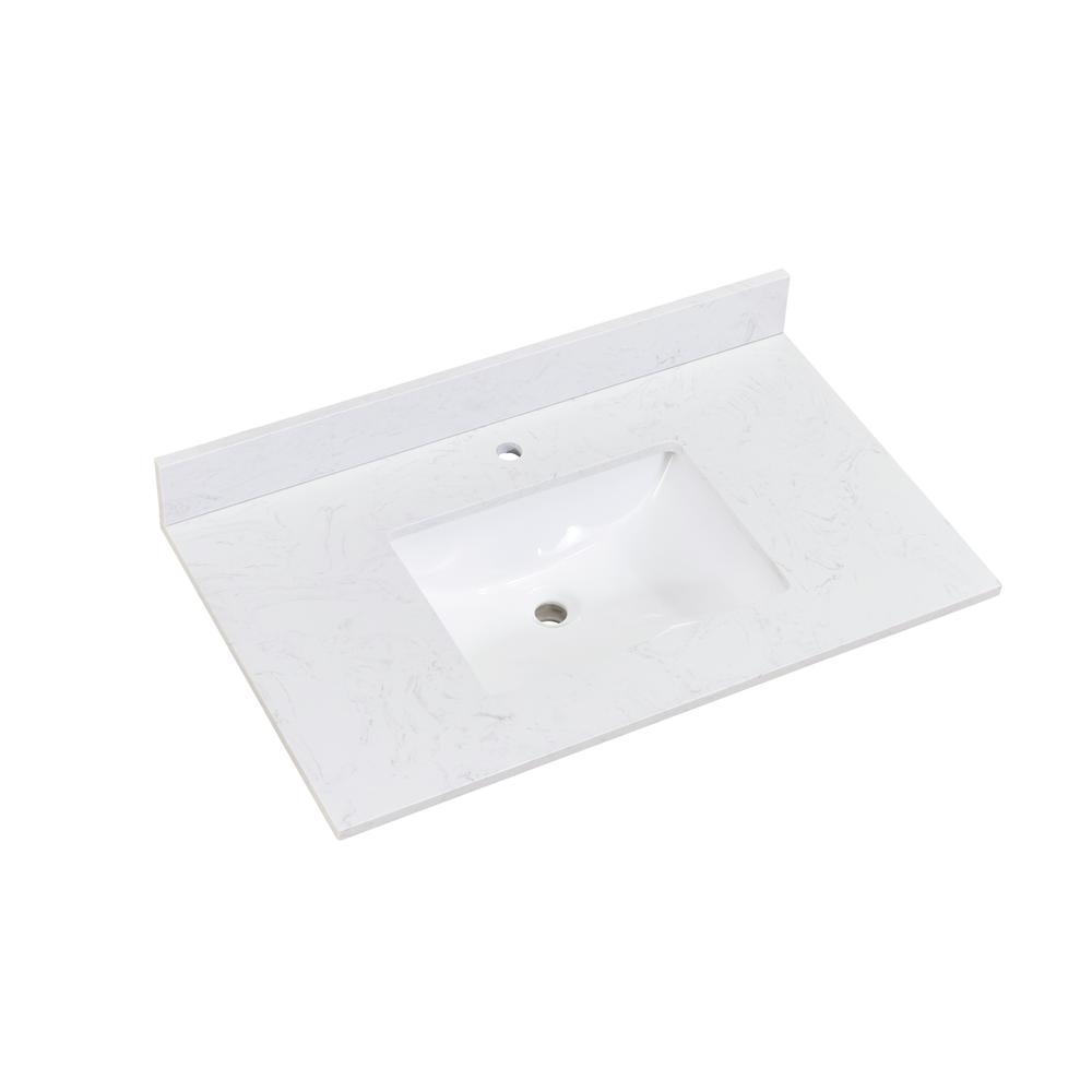 37 in. Composite Stone Vanity Top in Aosta White with White Sink. Picture 1
