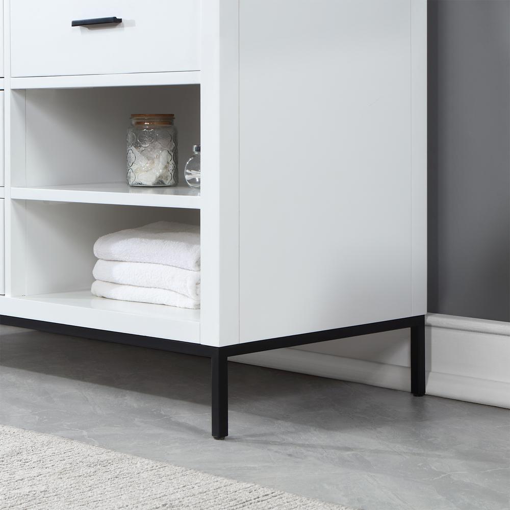 60" Double Bathroom Vanity Set in White with Mirror. Picture 9