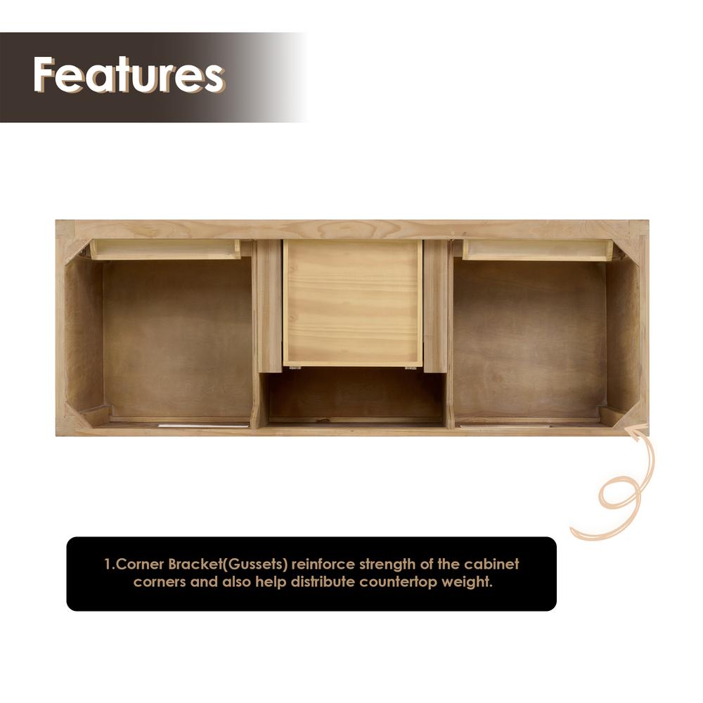 Double Bathroom Cabinet Vanity Base without Top and Sink, no Mirror. Picture 6