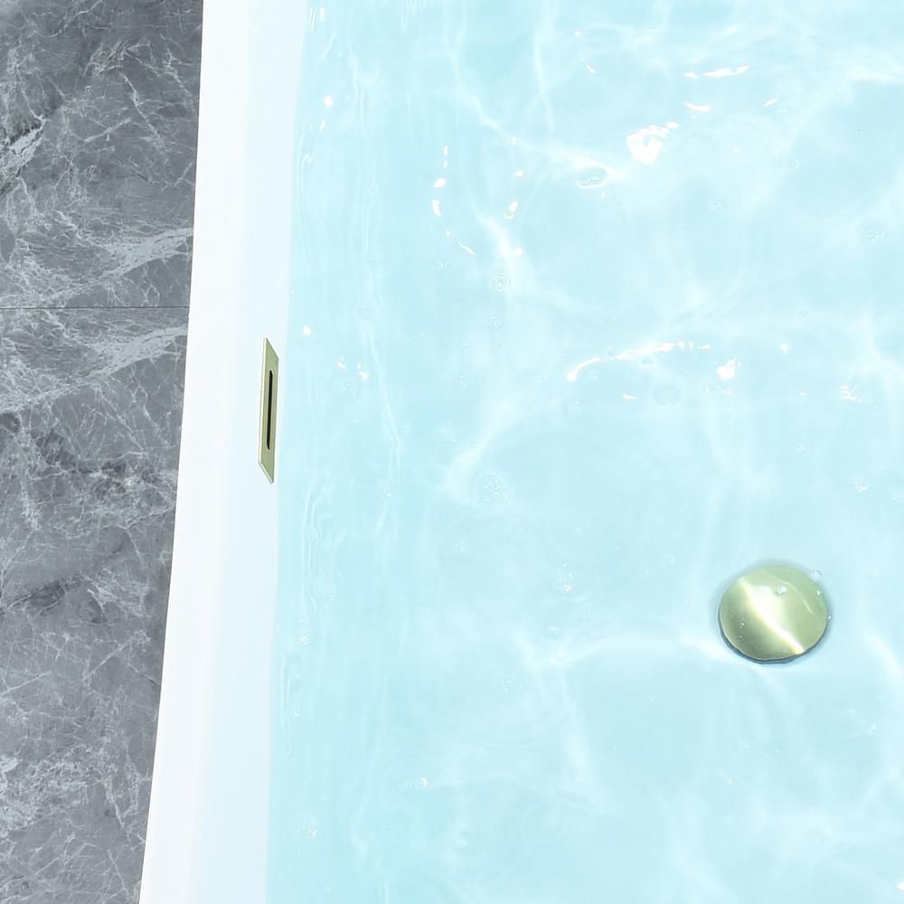 Vansza 67" x 32" Flatbottom Freestanding Acrylic Soaking Bathtub in Glossy White. Picture 12