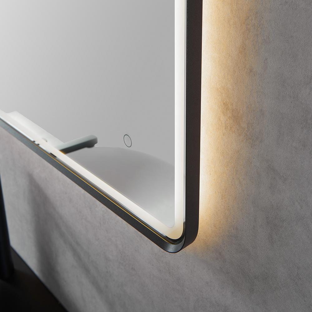 Framed in Matt Black Modern Bathroom/Vanity LED Lighted Wall Mirror. Picture 4