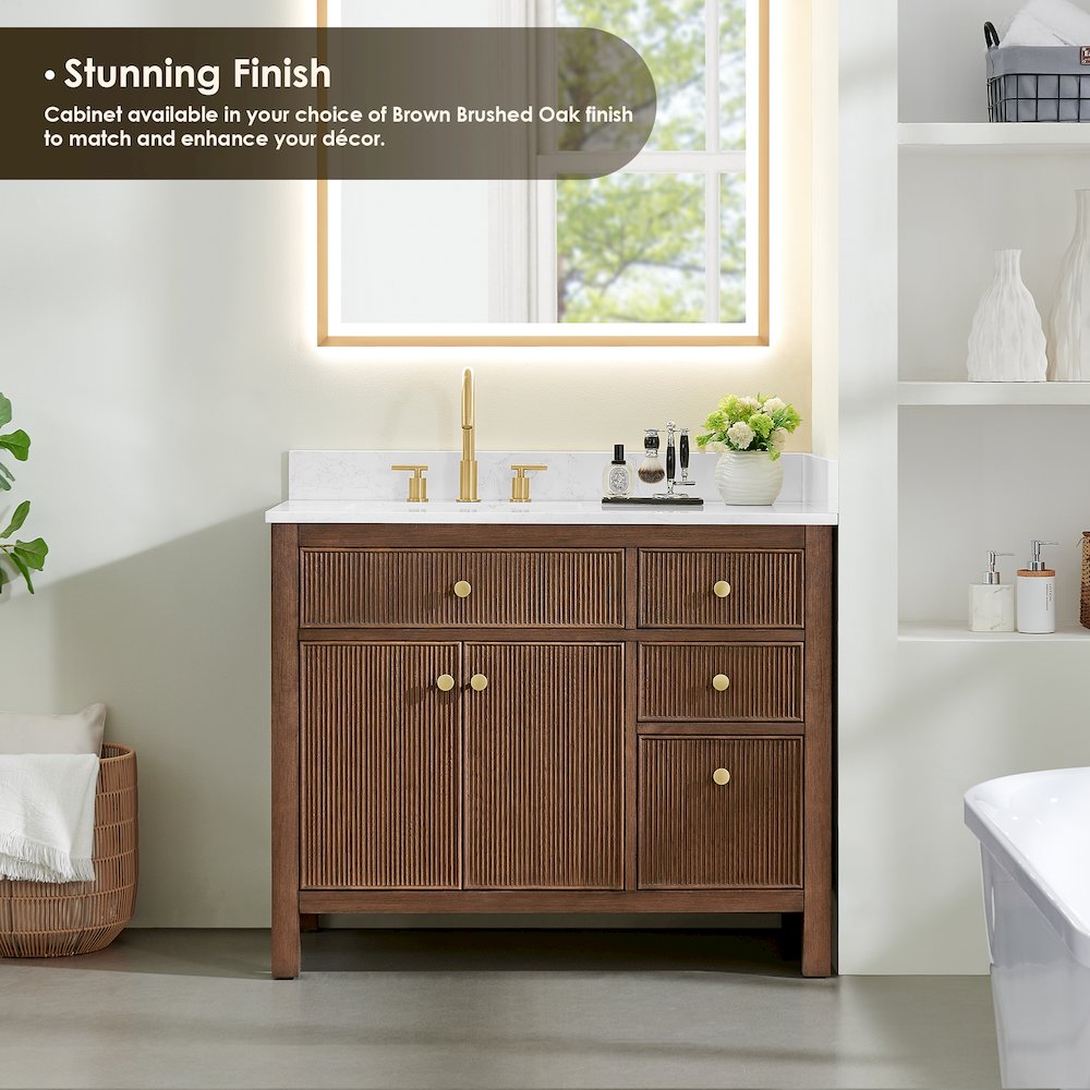 Cerrito 42" Single Bathroom Vanity in Brown Brushed Oak. Picture 5