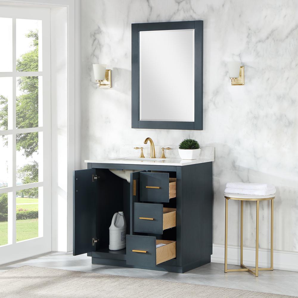 36" Single Bathroom Vanity Set in Classic Blue with Mirror. Picture 5