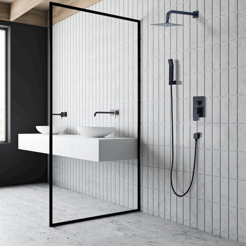Raeren Complete Shower System in Matte Black with Rough-In Valve. Picture 4