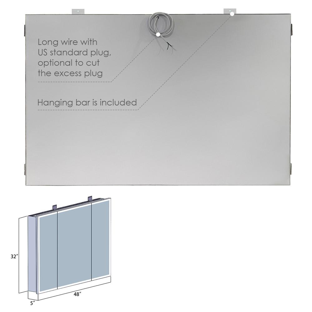 Frameless Surface-Mount/Recessed LED Lighted Bathroom Medicine Cabinet. Picture 3