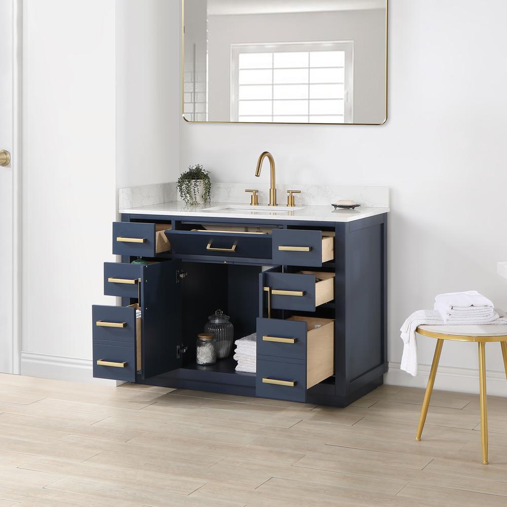48" Single Bathroom Vanity in Royal Blue without Mirror. Picture 11
