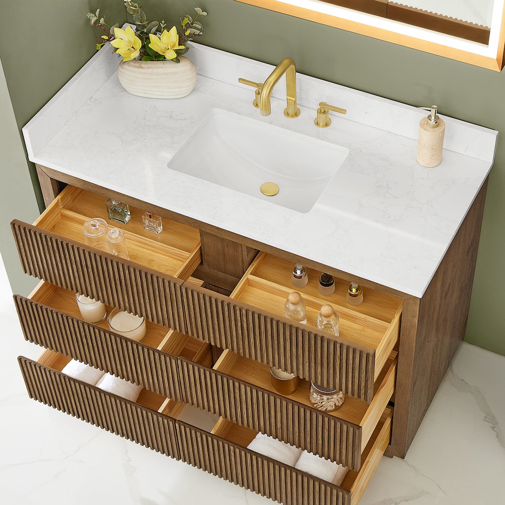Navan 48" Single Bathroom Vanity in Weathered Brown. Picture 5