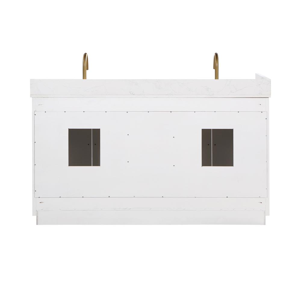 60" Double Bathroom Vanity in White without Mirror. Picture 2