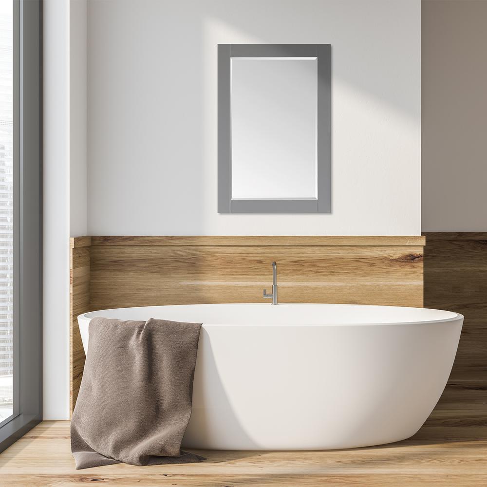 24" Rectangular Bathroom Wood Framed Wall Mirror in Gray. Picture 7