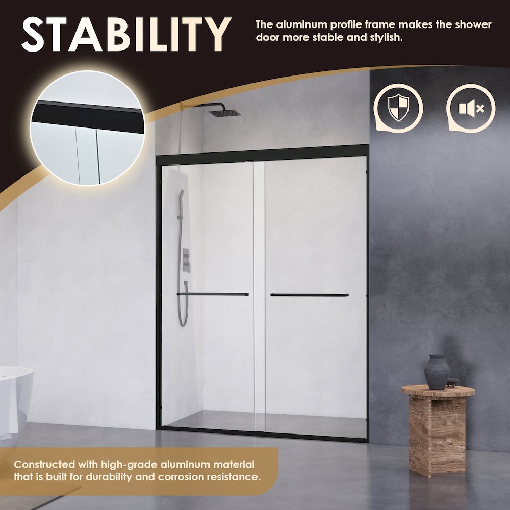 Framed Shower Door in Matte Black with Clear Glass. Picture 10