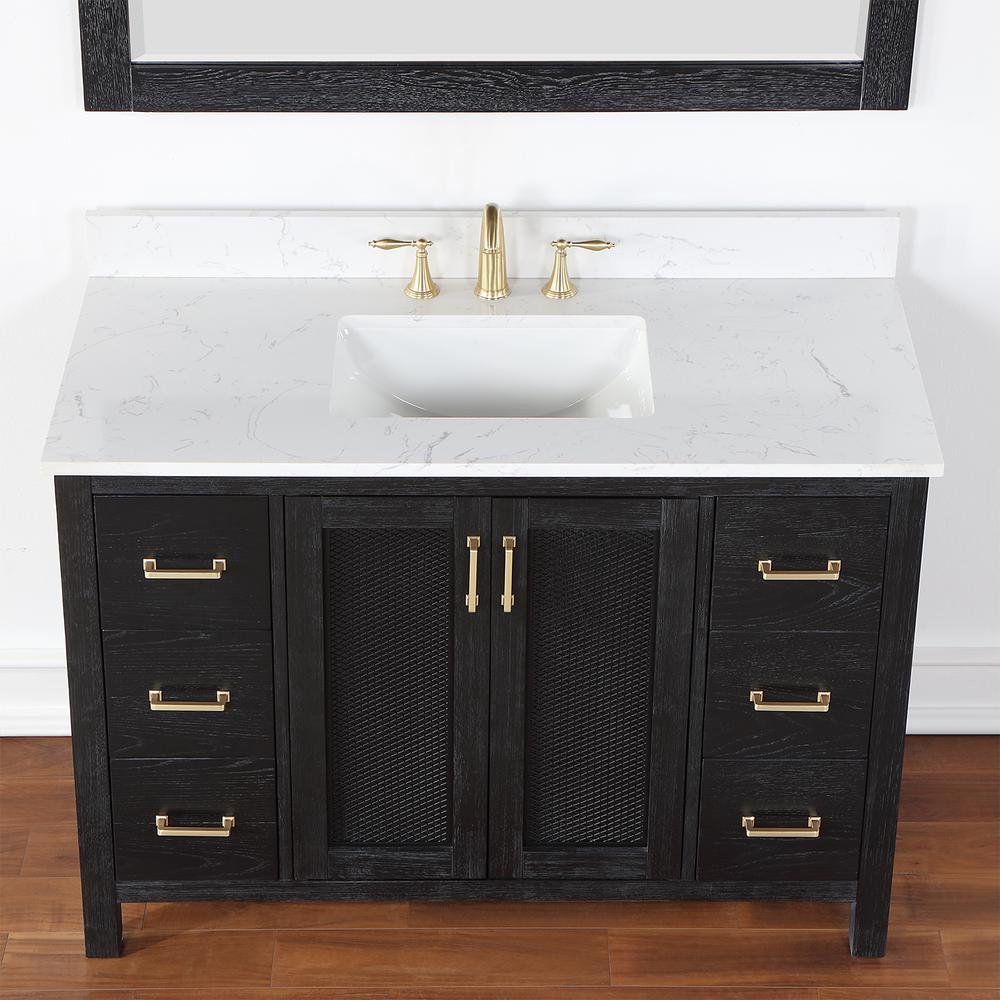 48" Single Bathroom Vanity Set in Black Oak with Mirror. Picture 6