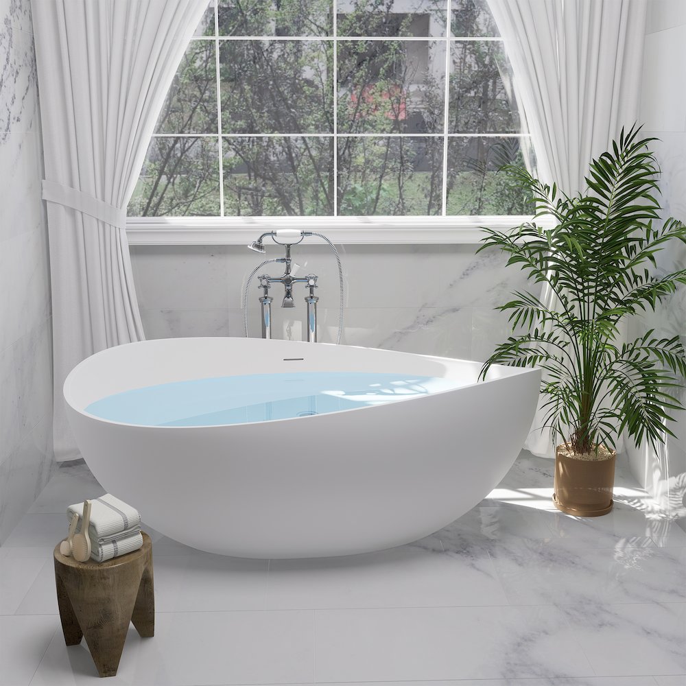 63" x 39" Solid Surface Soaking Bathtub and Integrated Overflow. Picture 6