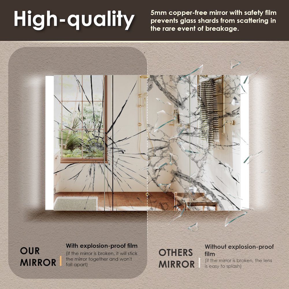 48"x32" Rectangular Bathroom Aluminum Mirror Medicine Cabinet. Picture 11