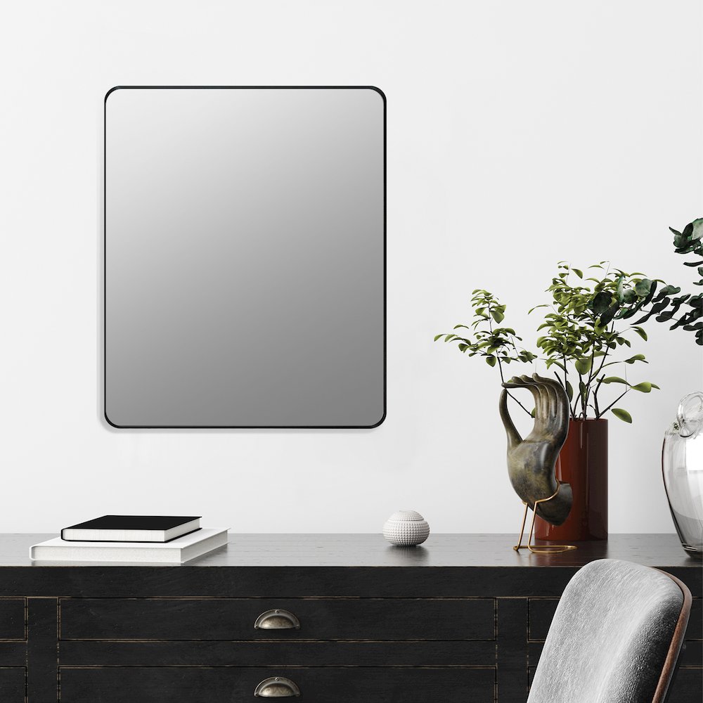 Nettuno 36" Rectangle Bathroom/Vanity Matt Black Aluminum Framed Wall Mirror. Picture 4