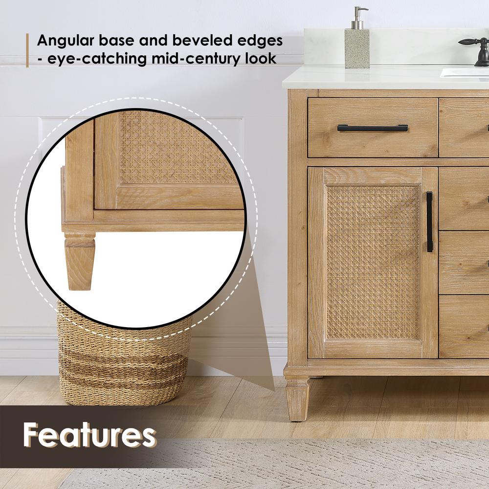 Single Bathroom Vanity in Weathered Fir with Stone Countertop without Mirror. Picture 11