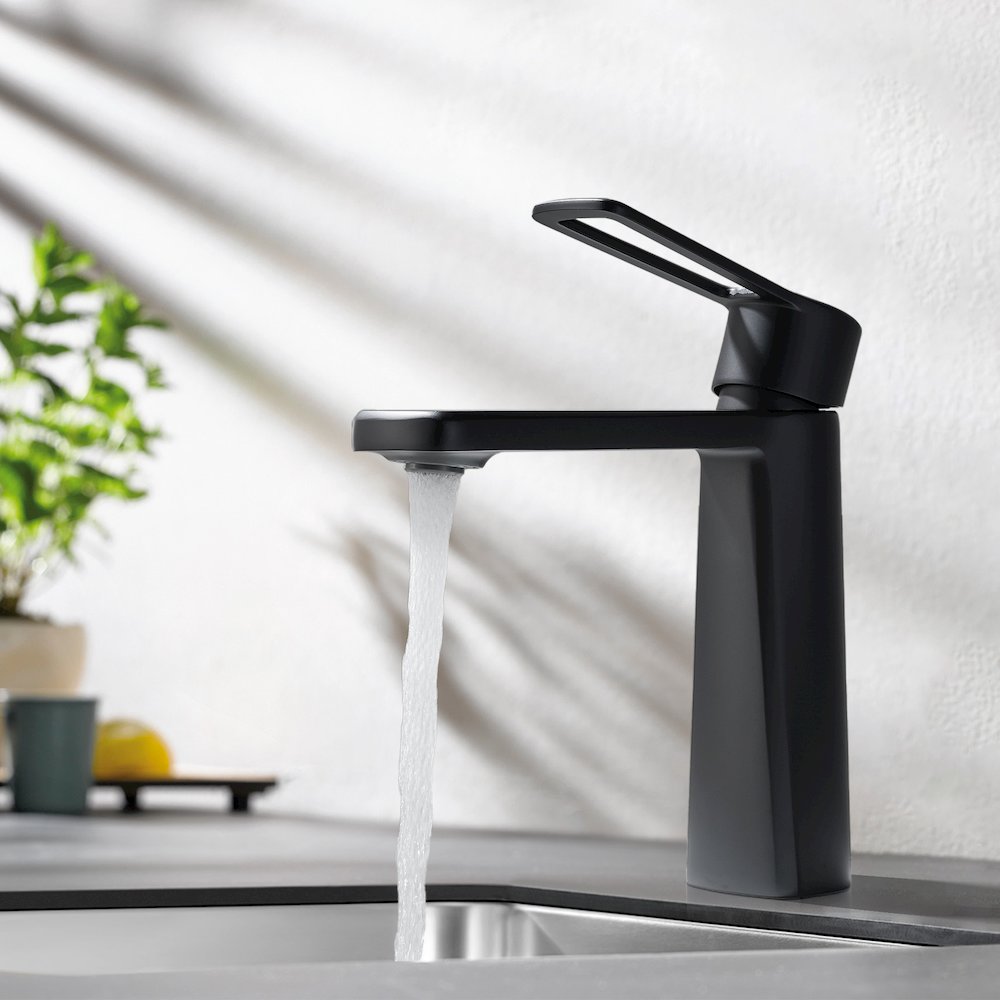 Single Hole Single-Handle Bathroom Faucet in Matte Black. Picture 7