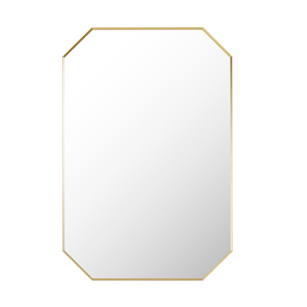 24"x36" Octagon Aluminum Framed in Brushed Gold Modern Bathroom Wall Mirror. Picture 2