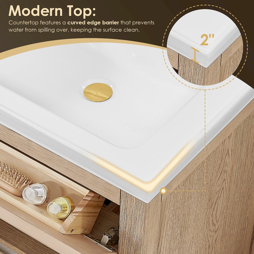 Cerrito 24" Single Bathroom Vanity in Natural Oak. Picture 8