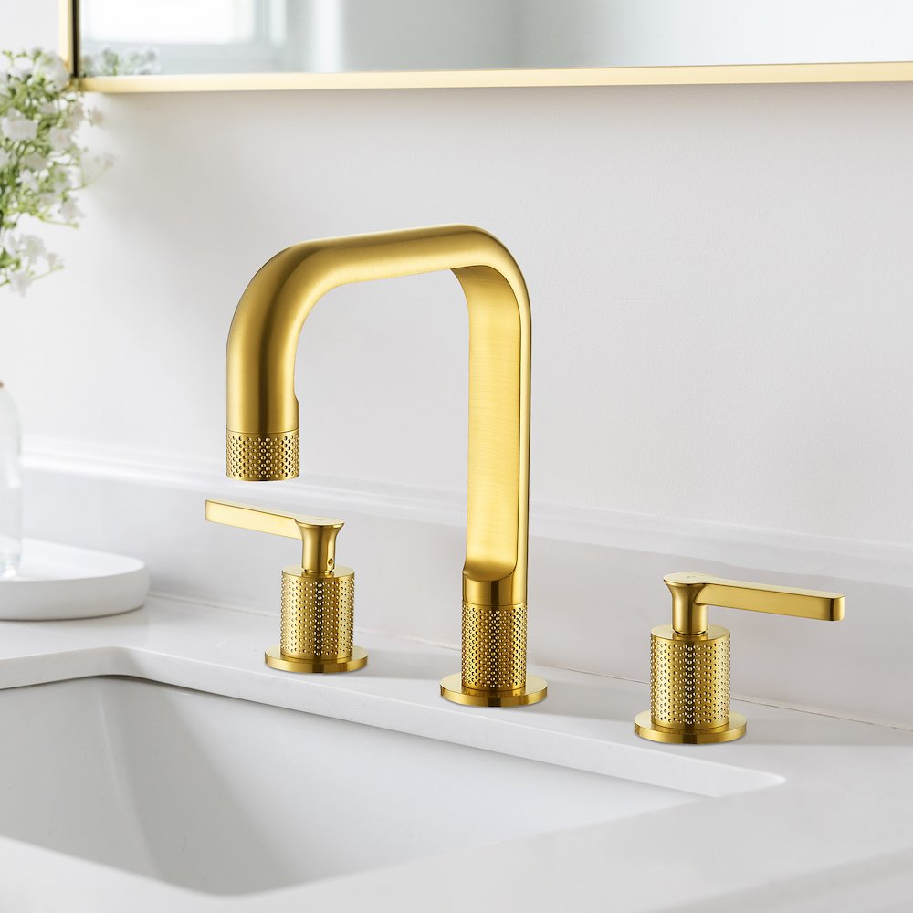 8. in Widespread 2-Handle Bathroom Faucet in Brushed Gold. Picture 6