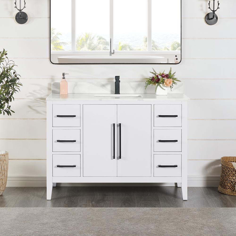 Single Bathroom Cabinet Vanity Base in White without Top and Sink, no Mirror. Picture 2