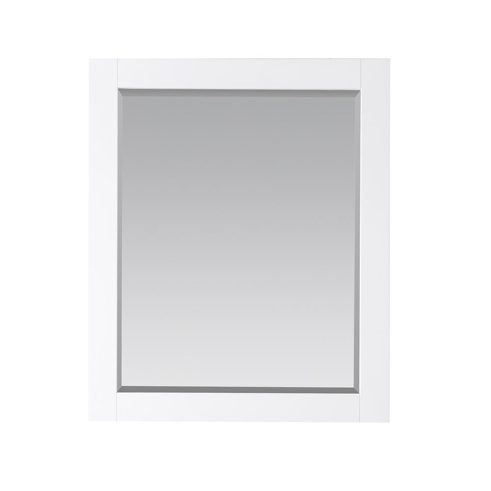 28" Rectangular Bathroom Wood Framed Wall Mirror in White. Picture 2