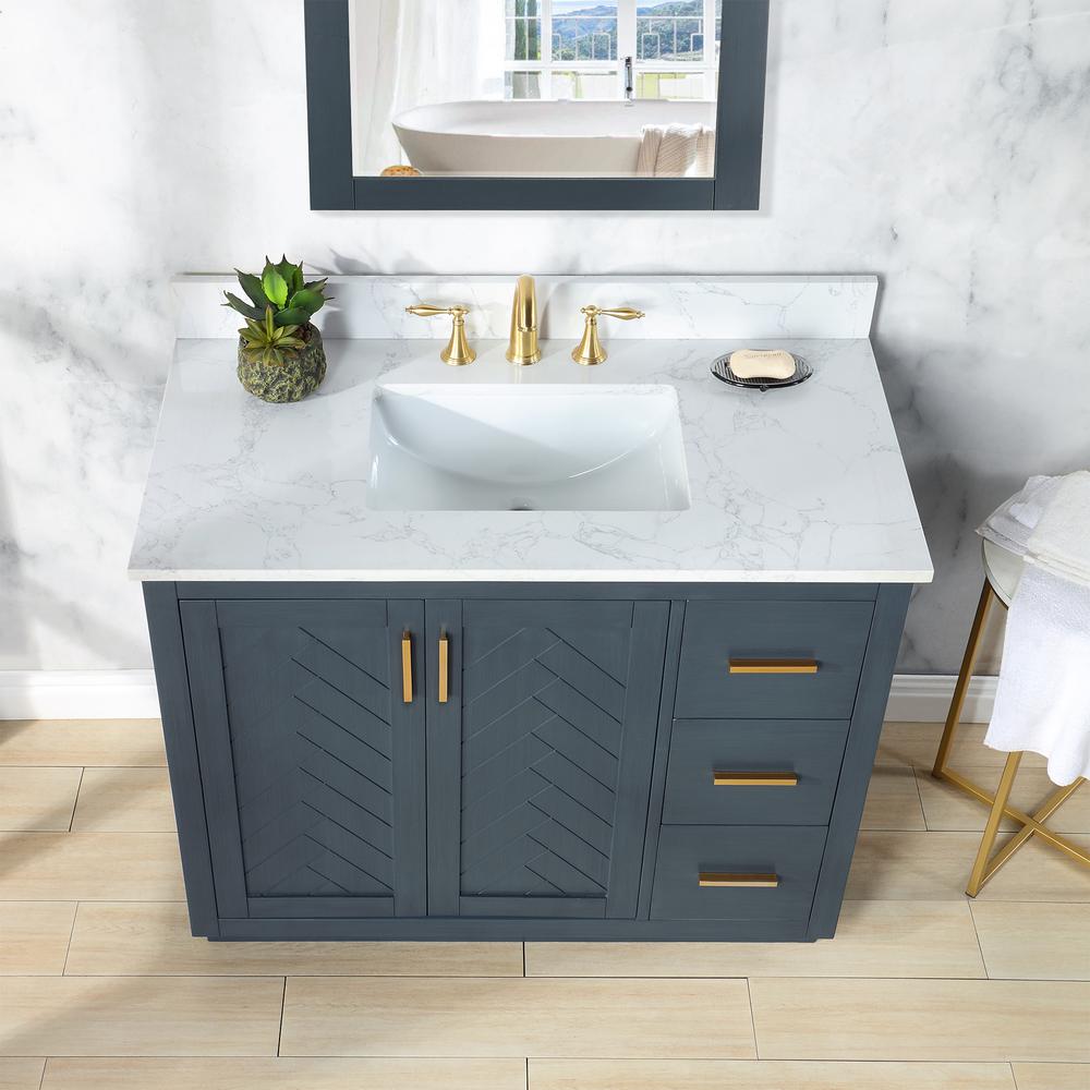42" Single Bathroom Vanity Set in Classic Blue with Mirror. Picture 9