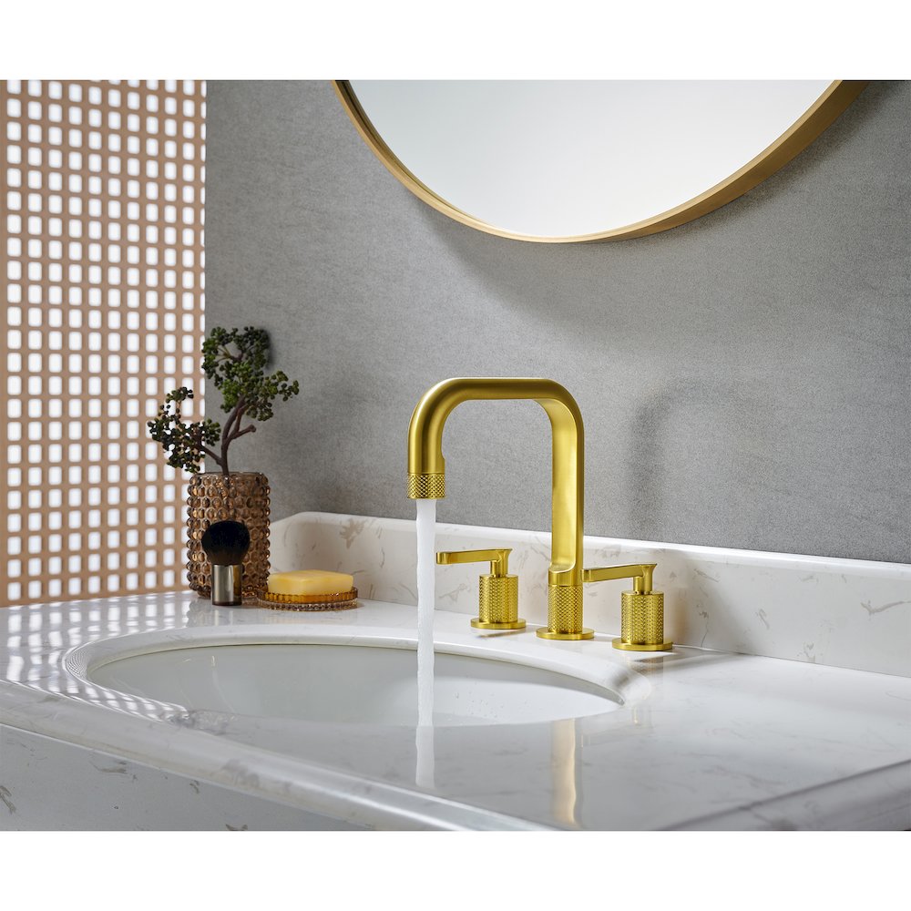 8. in Widespread 2-Handle Bathroom Faucet in Brushed Gold. Picture 16