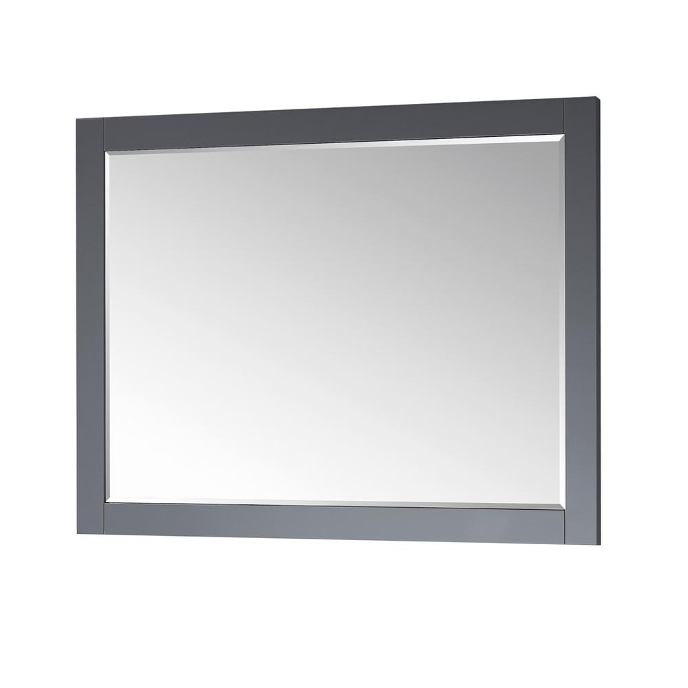 48" Rectangular Bathroom Wood Framed Wall Mirror in Gray. Picture 2