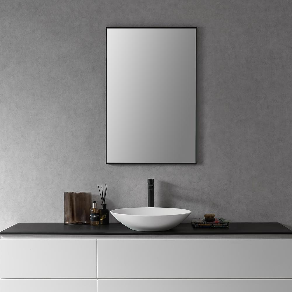 Sassi 24" Rectangle Bathroom/Vanity Matt Black Aluminum Framed Wall Mirror. Picture 5