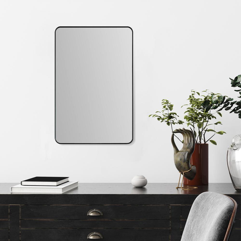Nettuno 24" Rectangle Bathroom/Vanity Matt Black Aluminum Framed Wall Mirror. Picture 8