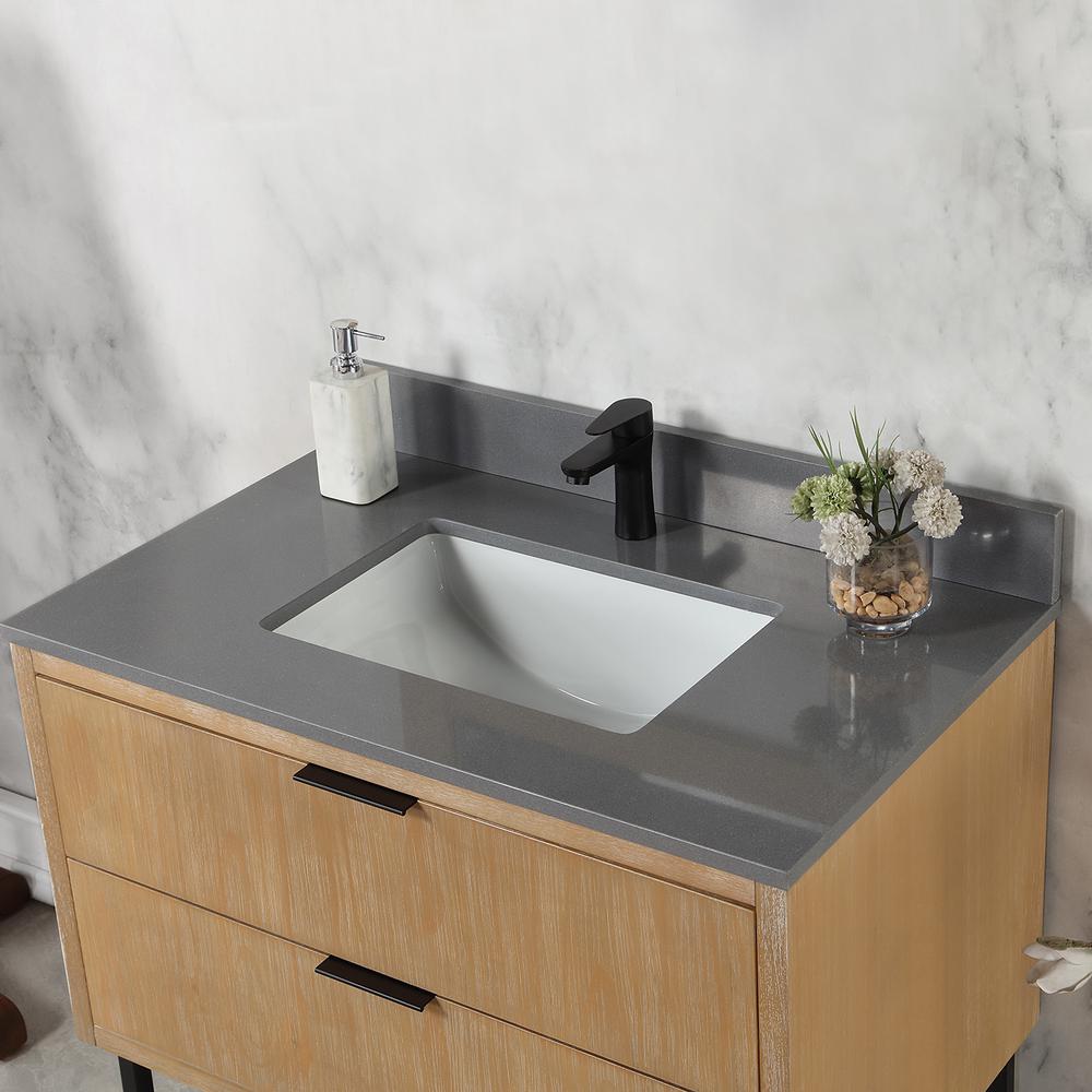 36" Single Bathroom Vanity in Weathered Pine without Mirror. Picture 7
