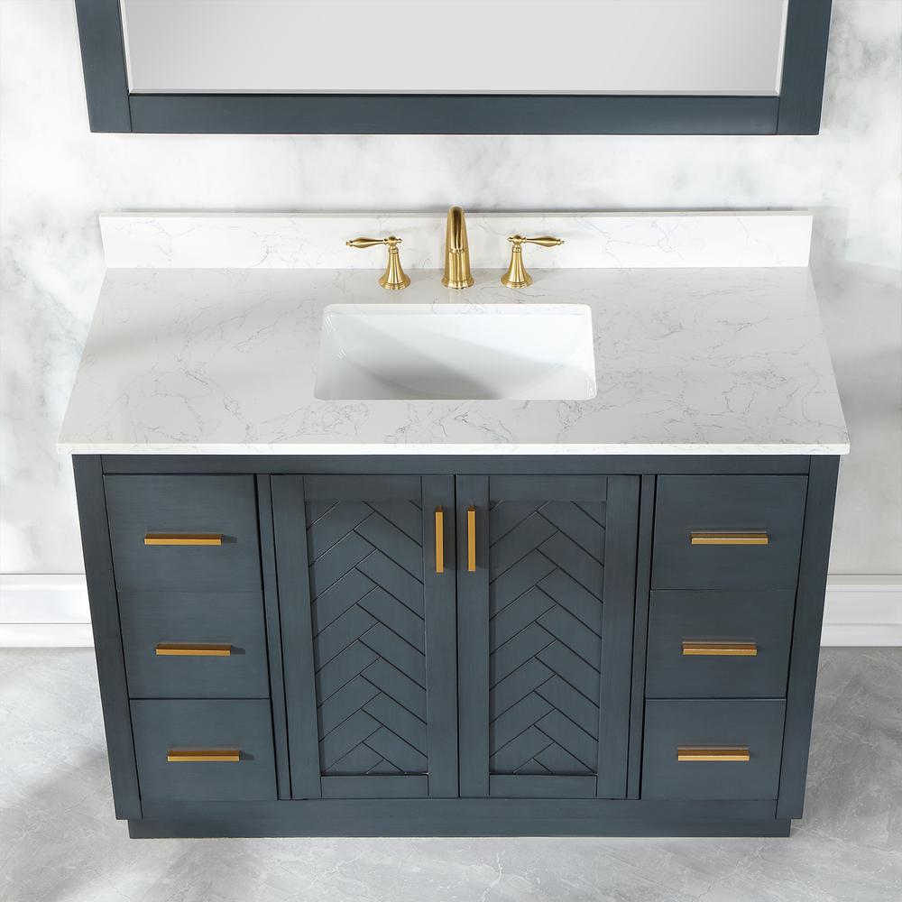 48" Single Bathroom Vanity Set in Classic Blue with Mirror. Picture 6