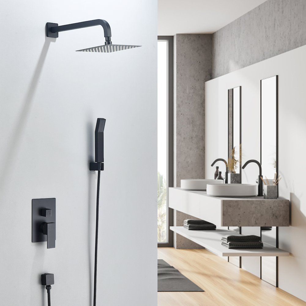 Raeren Complete Shower System in Matte Black with Rough-In Valve. Picture 2