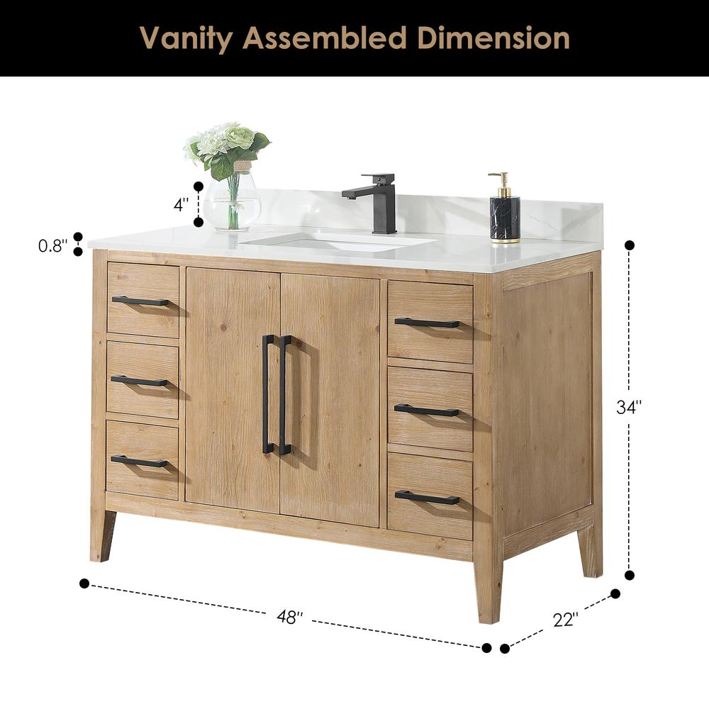 Single Bathroom Vanity in Weathered Fir with Stone Countertop without Mirror. Picture 11