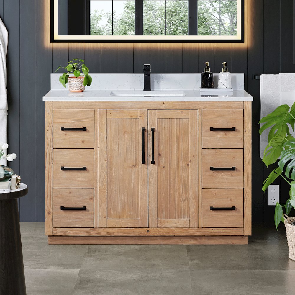 48" Single Bathroom Vanity with Grain White Countertop without Mirror. Picture 2