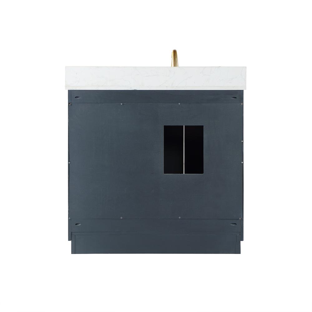 36" Single Bathroom Vanity Set in Classic Blue with Mirror. Picture 2