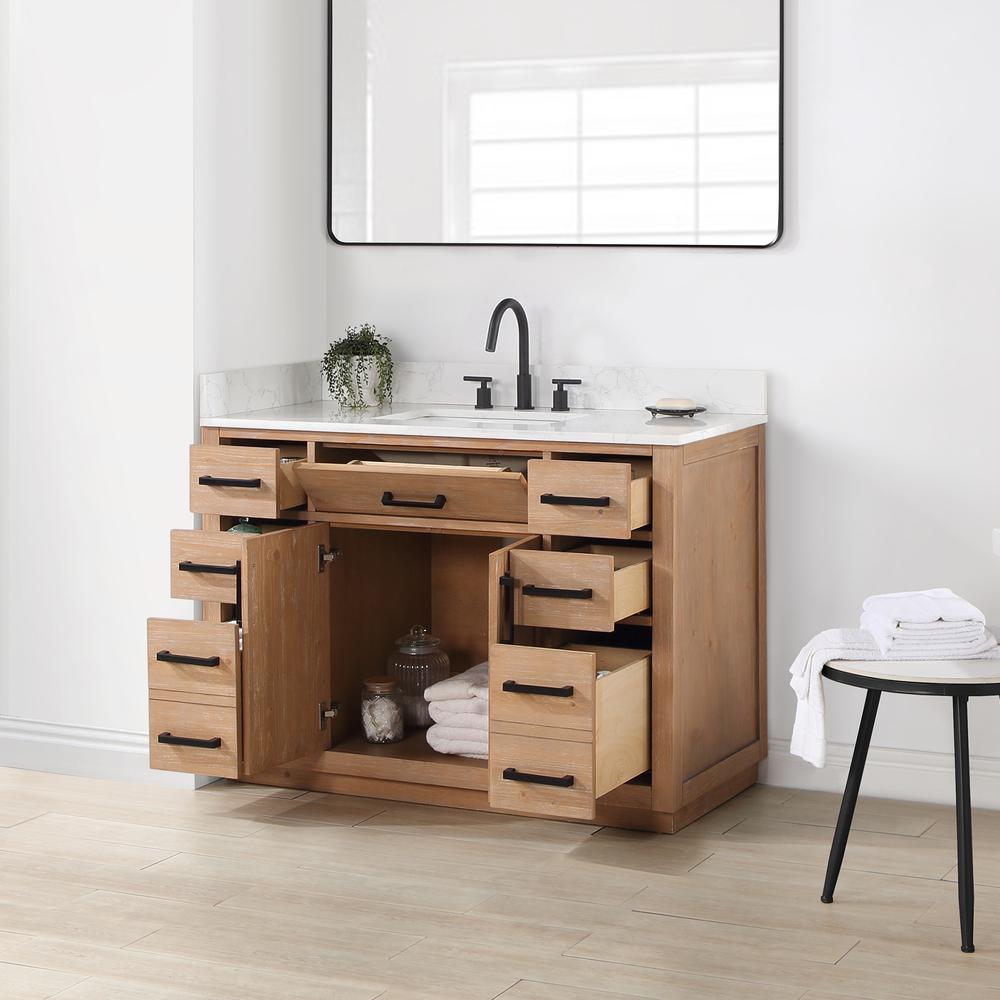 48" Single Bathroom Vanity in Light Brown without Mirror. Picture 5