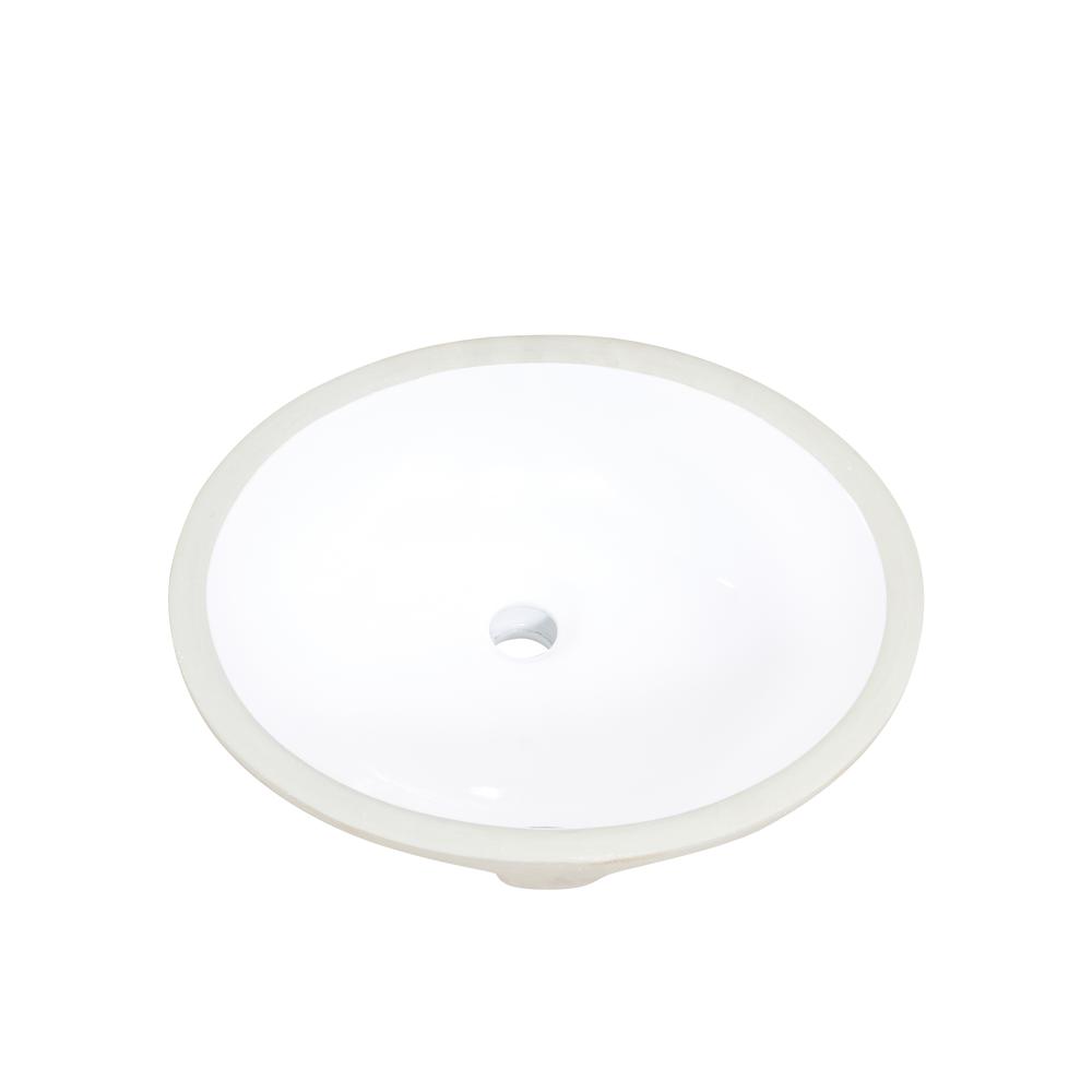 20 in. Oval White Finish Ceramic Undermount Vanity Sink. Picture 5