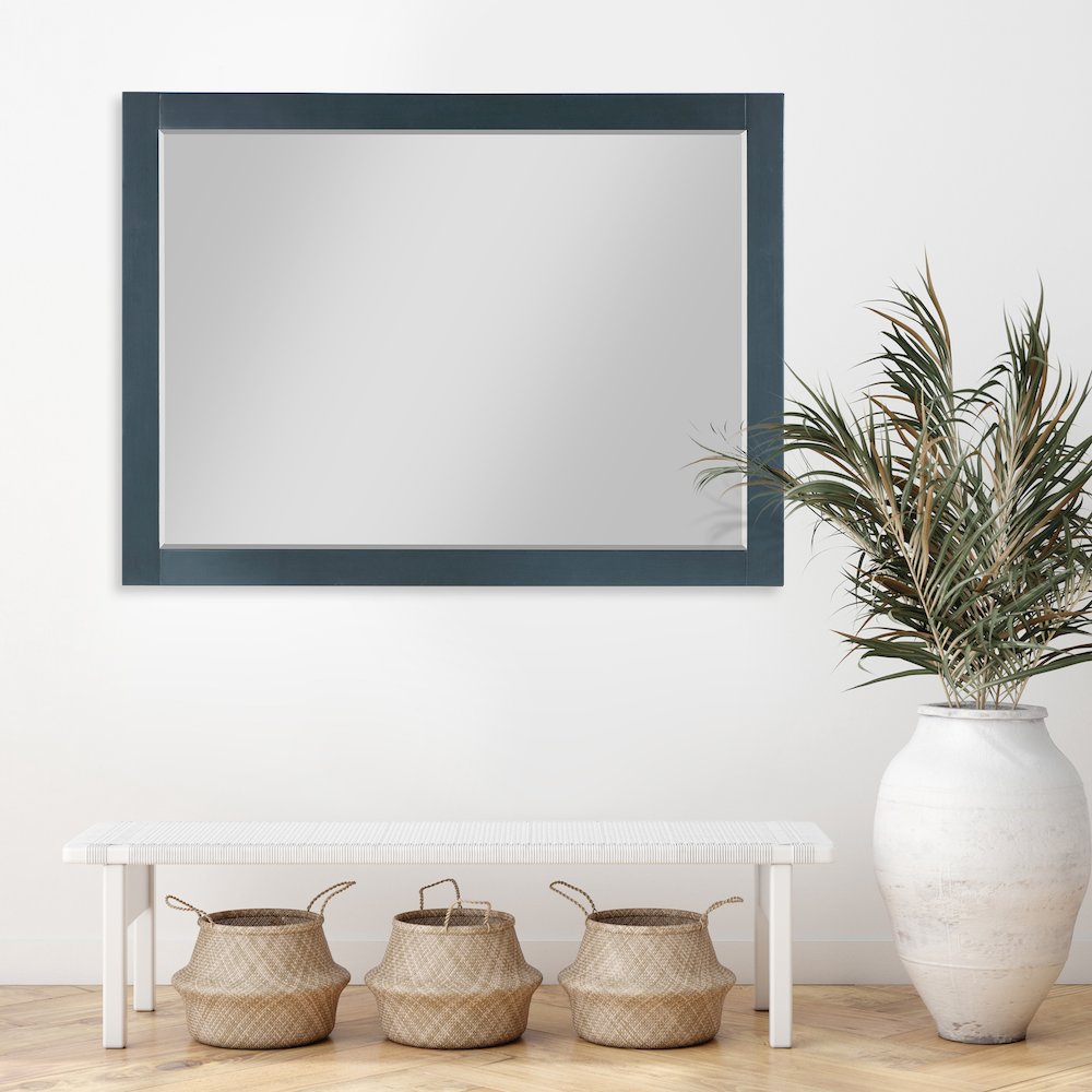 48" Rectangular Bathroom Wood Framed Wall Mirror in Classical Blue. Picture 7