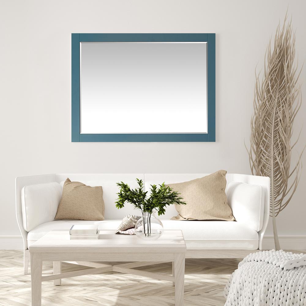 48" Rectangular Bathroom Wood Framed Wall Mirror in Royal Green. Picture 9