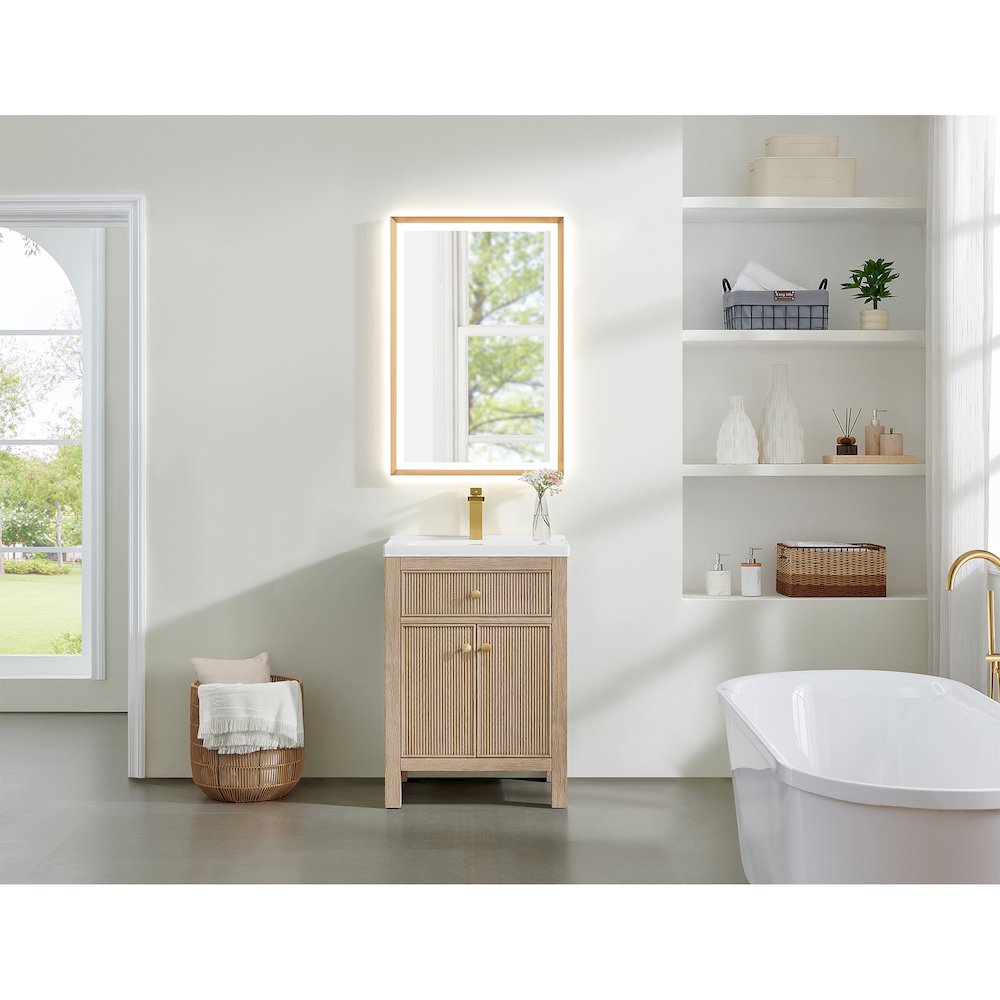 Cerrito 24" Single Bathroom Vanity in Natural Oak. Picture 14